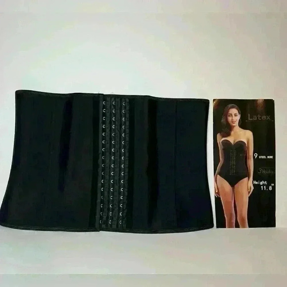 Latex Waist Trainer 3 Hooks 9 Steel Bone Corset Postpartum Recovery Girdles - Picture 2 of 4